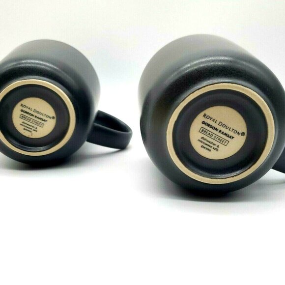 Royal Doulton Gordon Ramsay Mugs Slate Gray Bread Street 3.5"H Set Of 2 - Picture 12 of 12